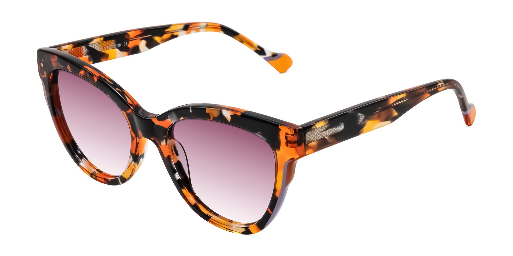 Angle of Yalkin in Orange Tortoise with Wine Gradient Lenses