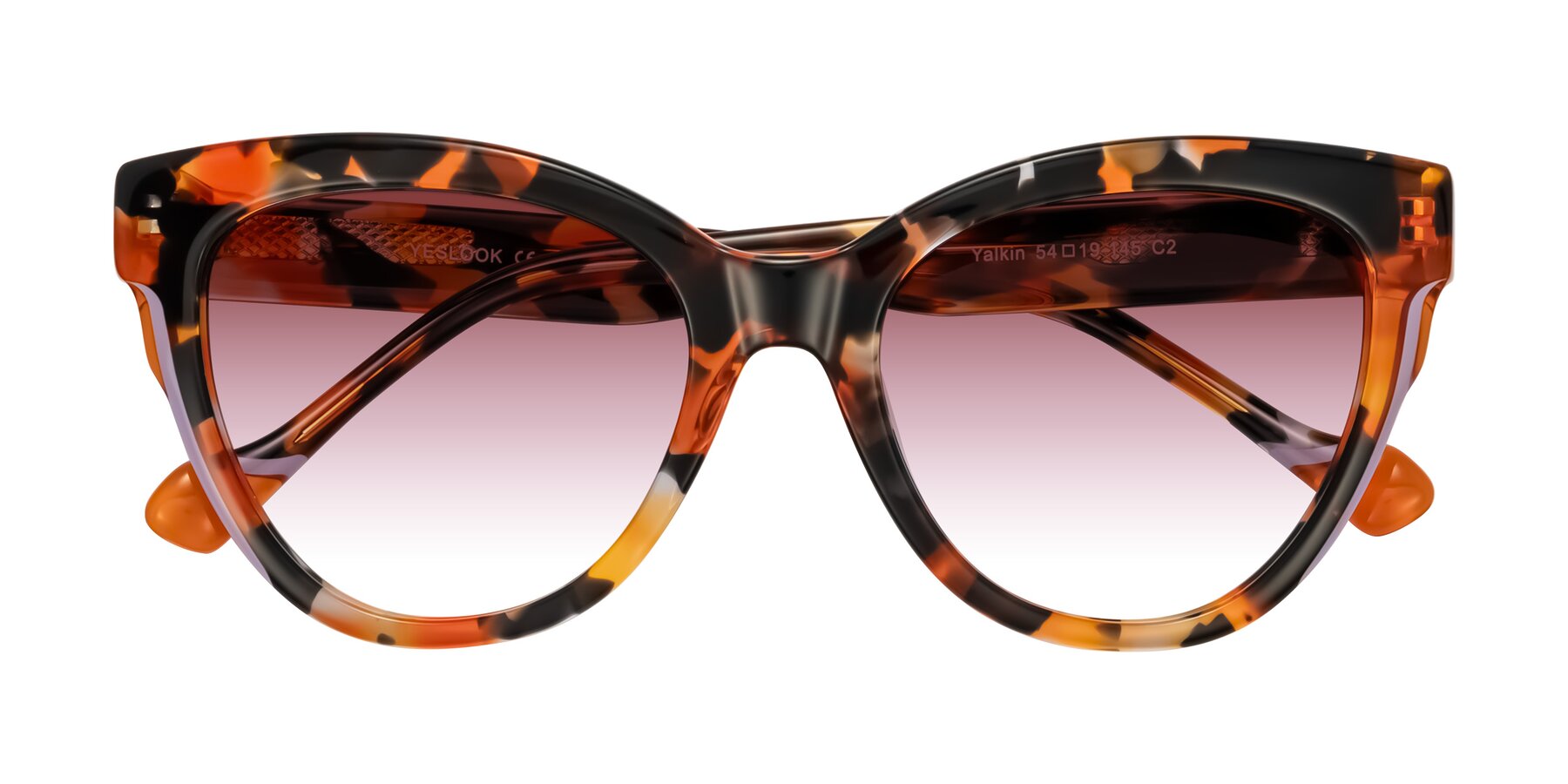 Folded Front of Yalkin in Orange Tortoise with Garnet Gradient Lenses