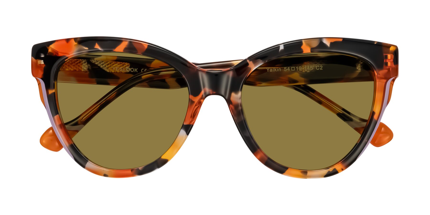 Folded Front of Yalkin in Orange Tortoise with Brown Polarized Lenses