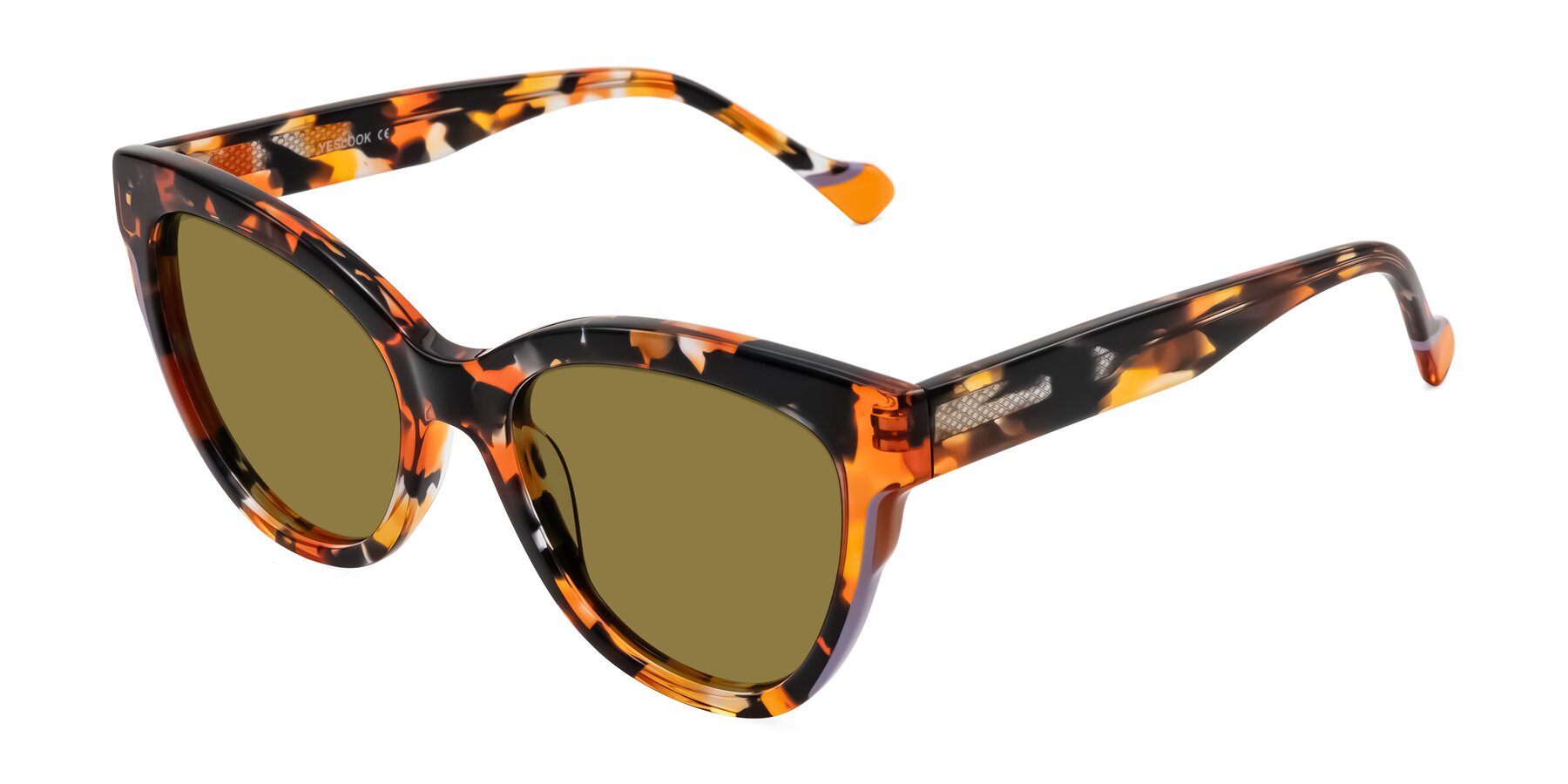 Angle of Yalkin in Orange Tortoise with Brown Polarized Lenses