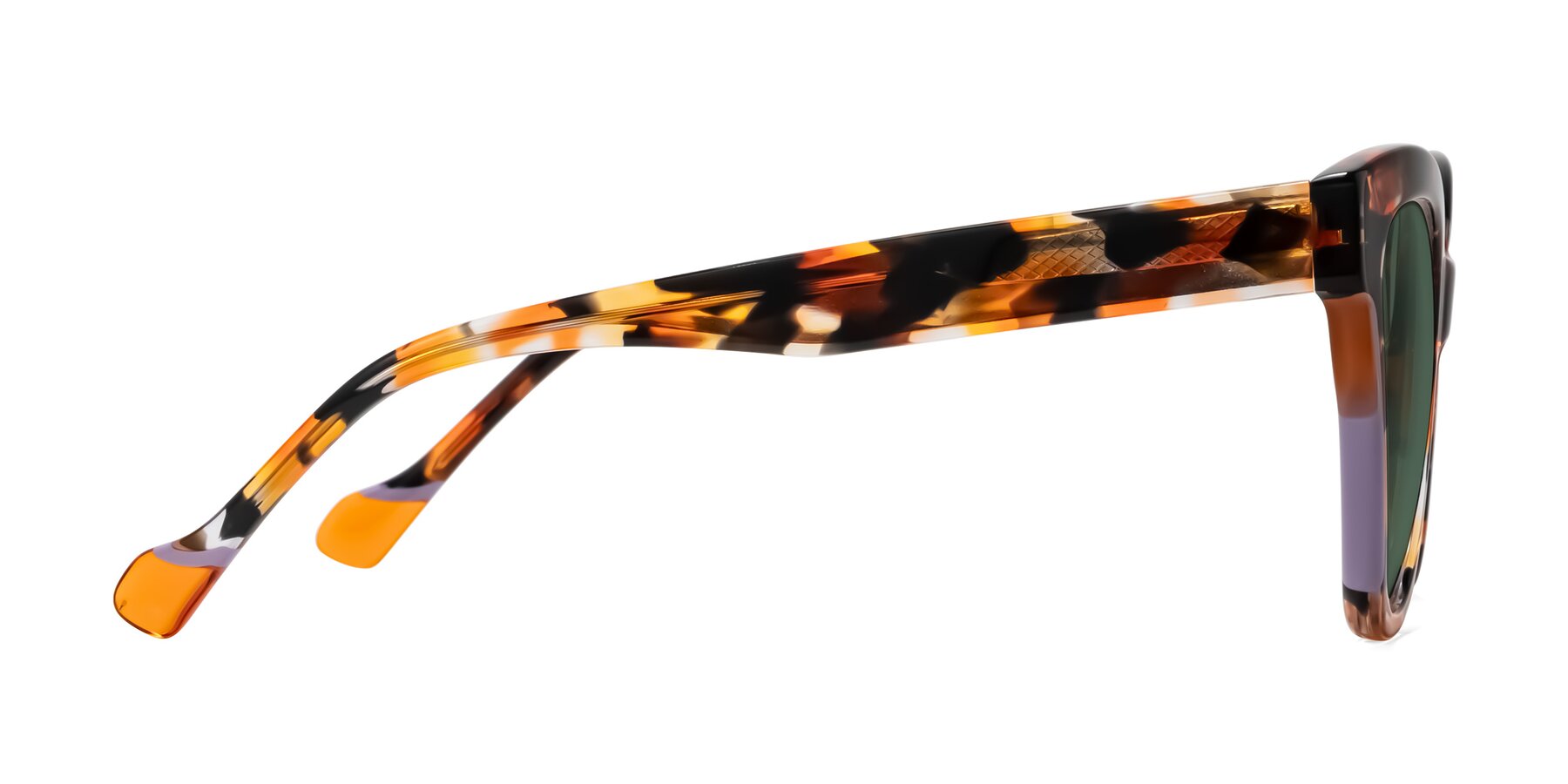 Side of Yalkin in Orange Tortoise with Green Polarized Lenses
