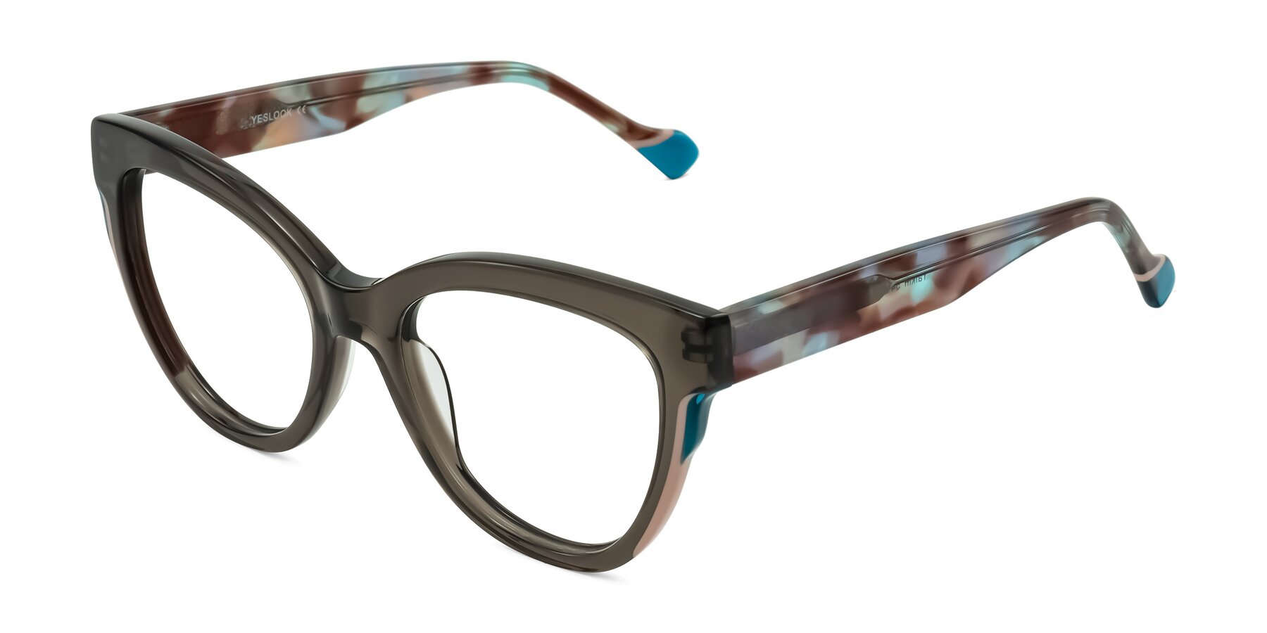Angle of Yalkin in Gray/Tortoise with Clear Eyeglass Lenses