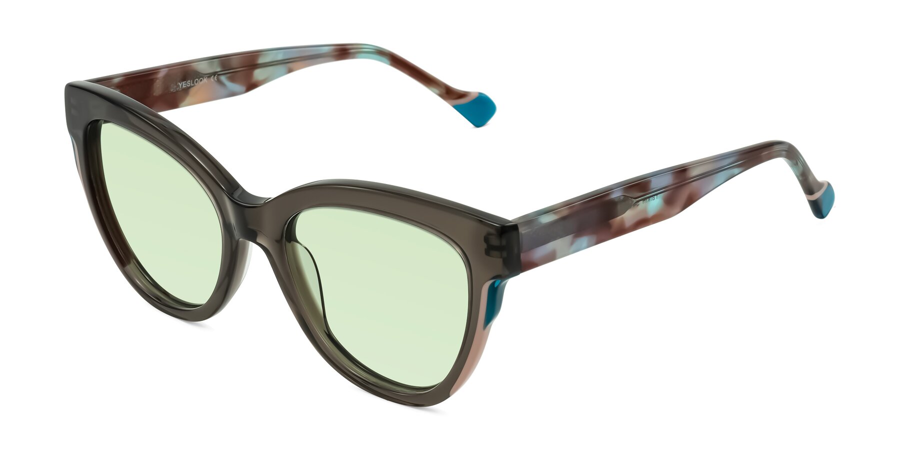 Angle of Yalkin in Gray/Tortoise with Light Green Tinted Lenses
