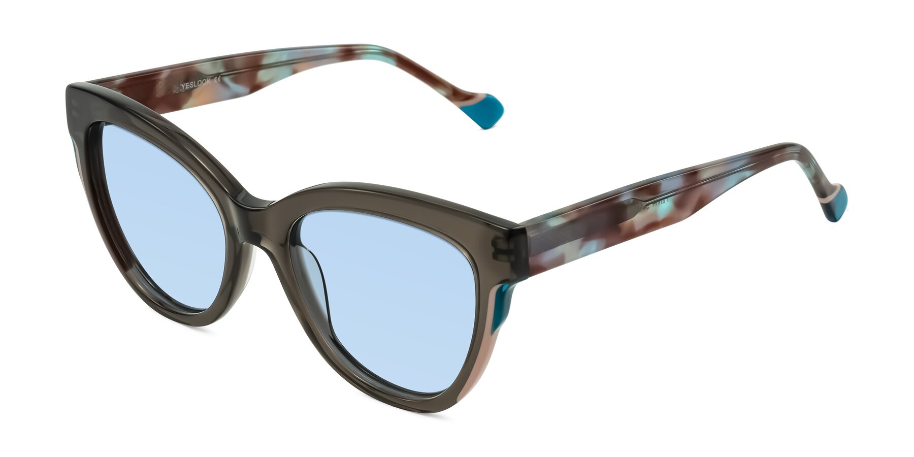 Angle of Yalkin in Gray/Tortoise with Light Blue Tinted Lenses