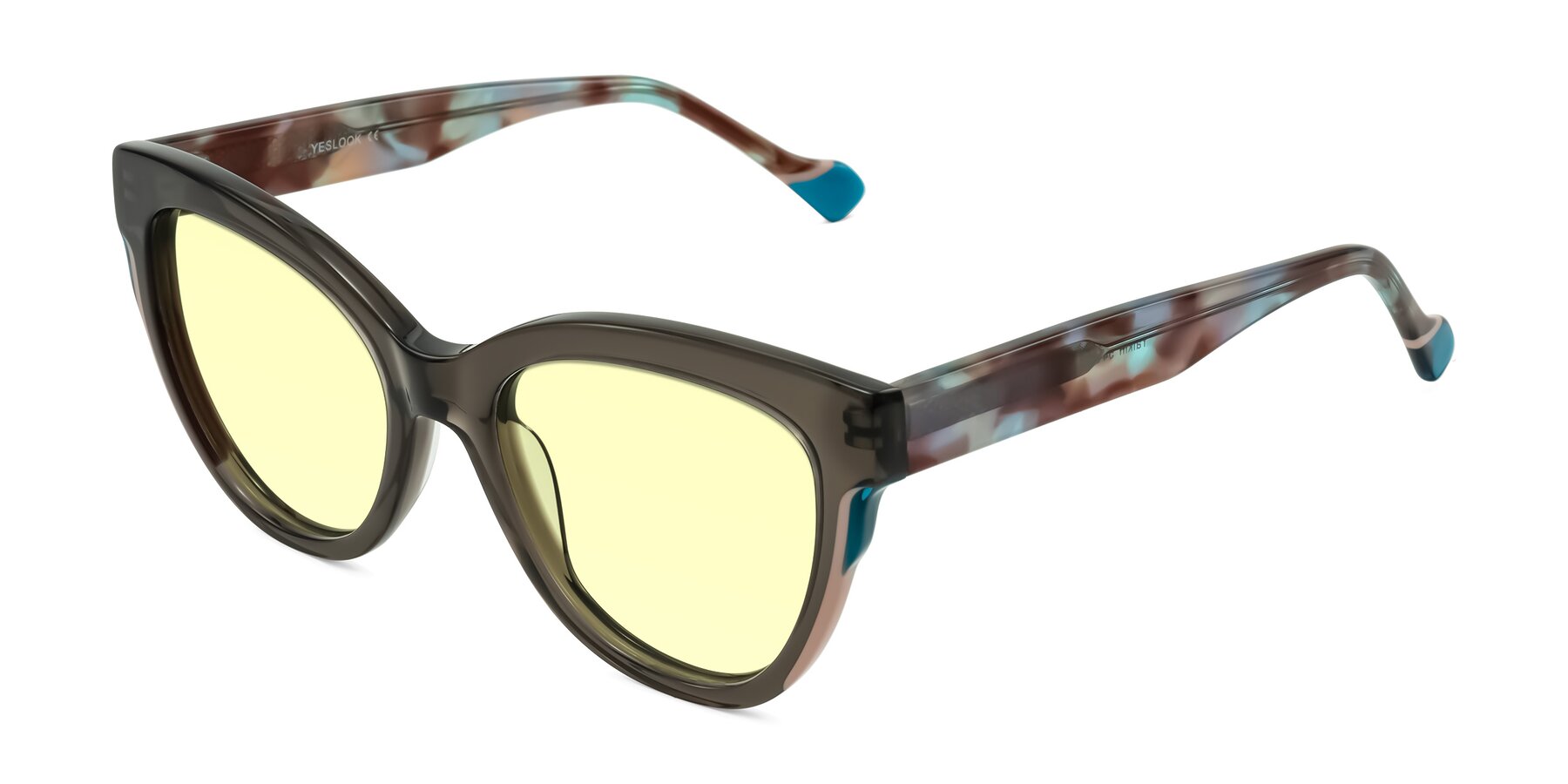 Angle of Yalkin in Gray/Tortoise with Light Yellow Tinted Lenses