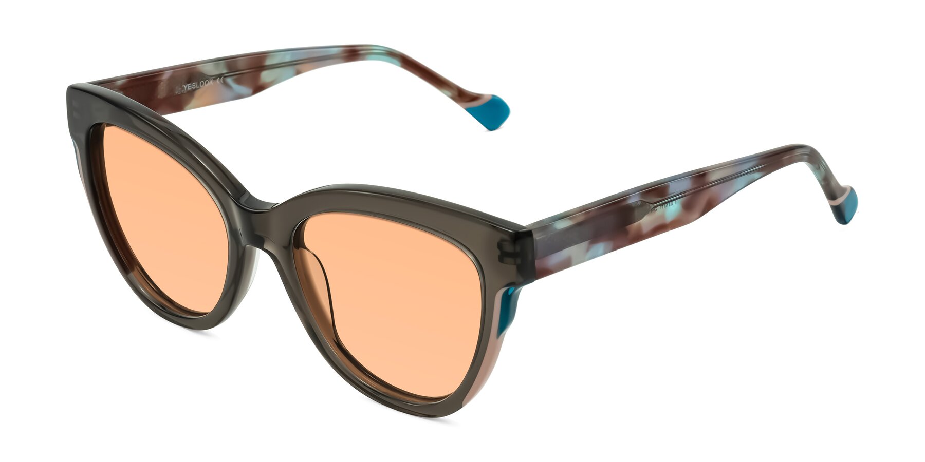 Angle of Yalkin in Gray/Tortoise with Light Orange Tinted Lenses
