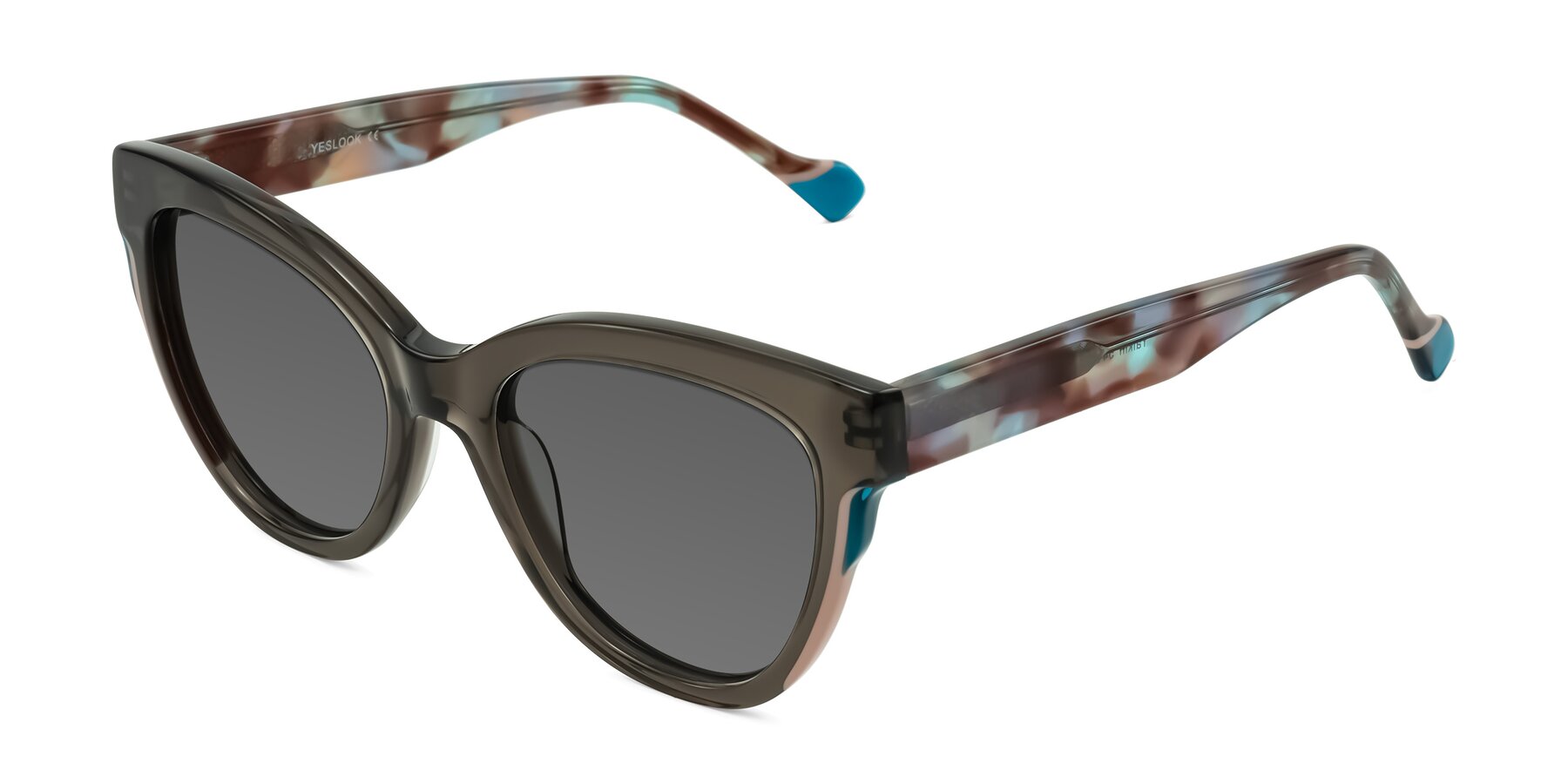 Angle of Yalkin in Gray/Tortoise with Medium Gray Tinted Lenses
