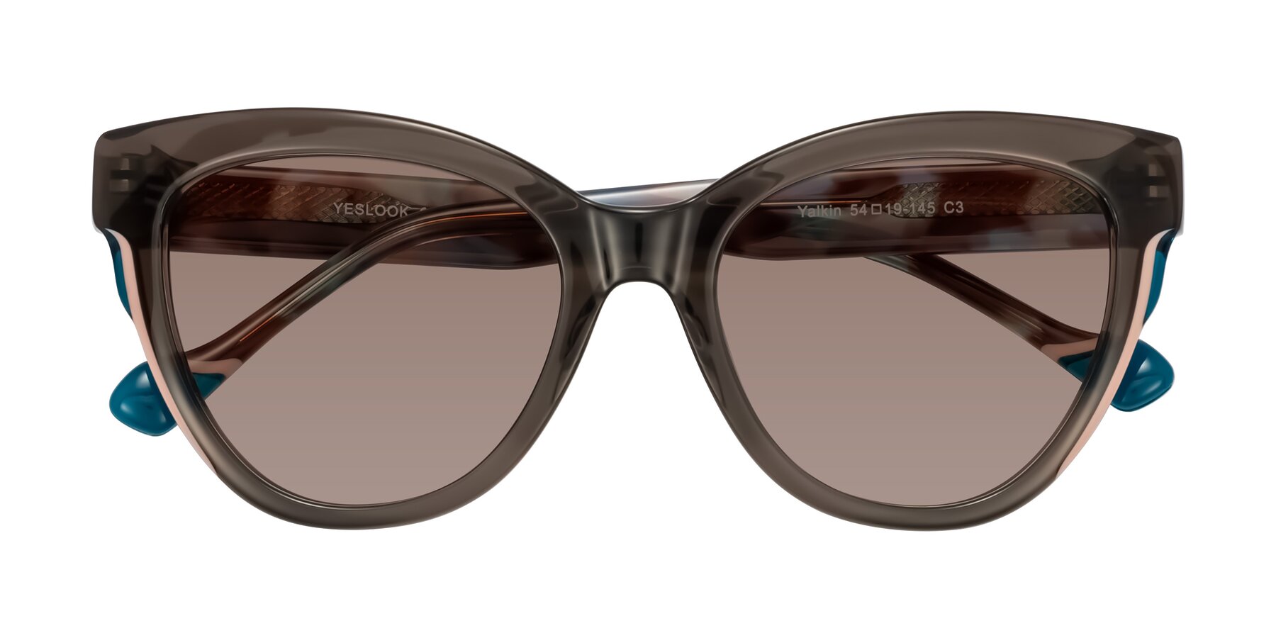 Folded Front of Yalkin in Gray/Tortoise with Medium Brown Tinted Lenses