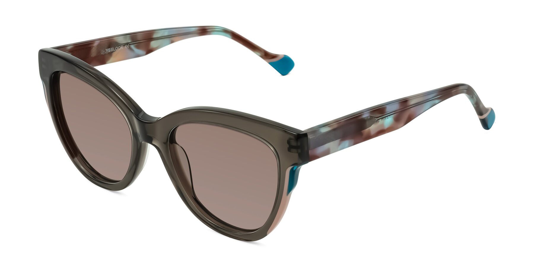Angle of Yalkin in Gray/Tortoise with Medium Brown Tinted Lenses