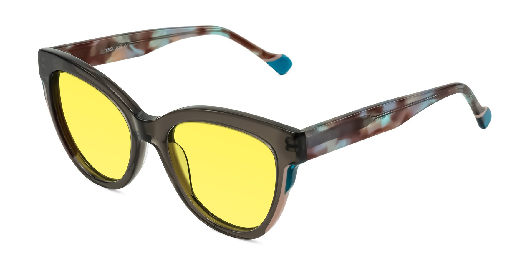 Angle of Yalkin in Gray/Tortoise with Medium Yellow Tinted Lenses