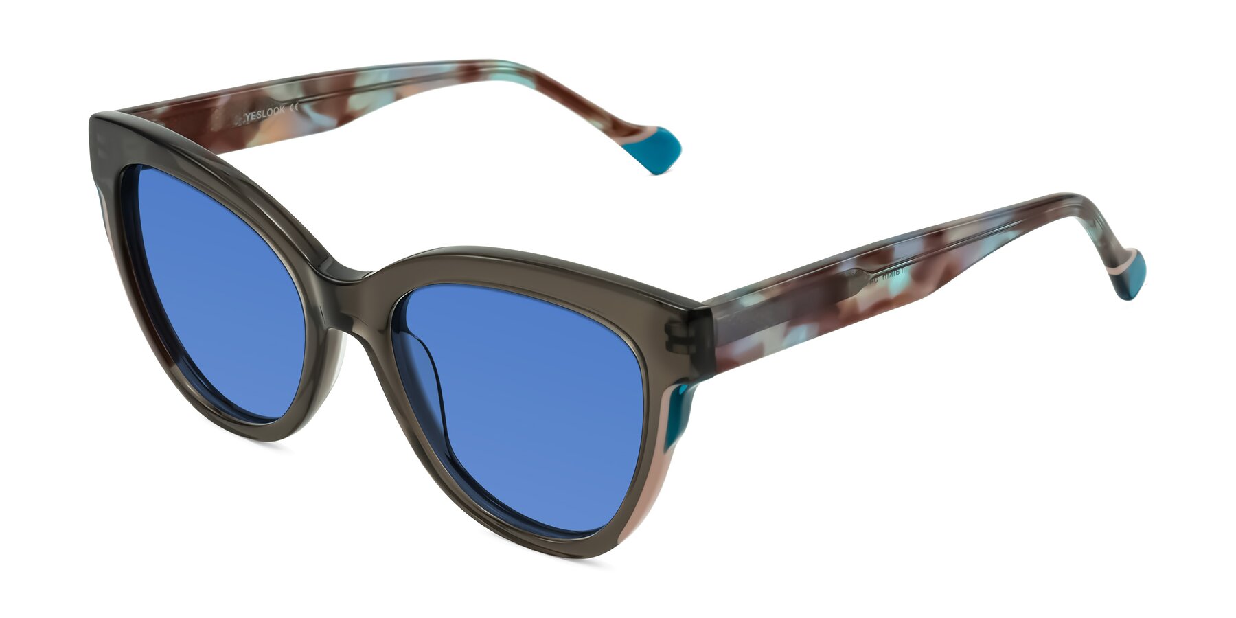 Angle of Yalkin in Gray/Tortoise with Blue Tinted Lenses