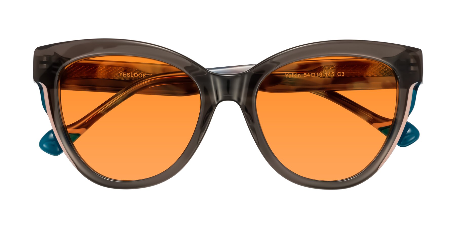 Folded Front of Yalkin in Gray/Tortoise with Orange Tinted Lenses