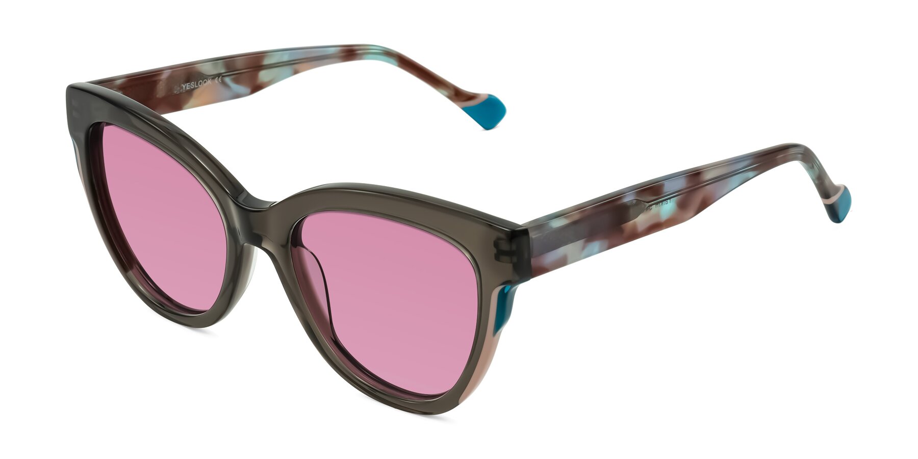 Angle of Yalkin in Gray/Tortoise with Medium Wine Tinted Lenses