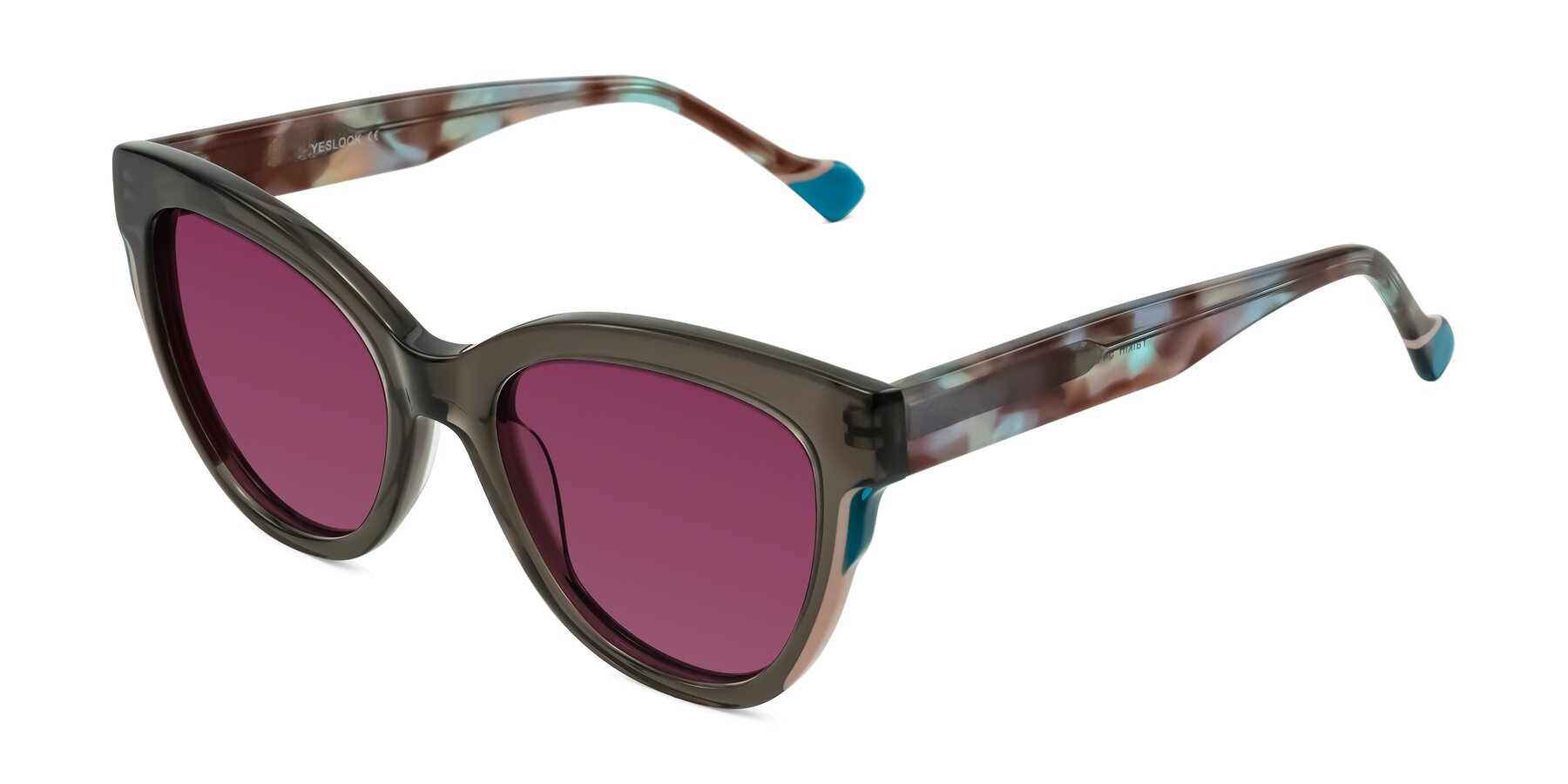 Angle of Yalkin in Gray/Tortoise with Wine Tinted Lenses