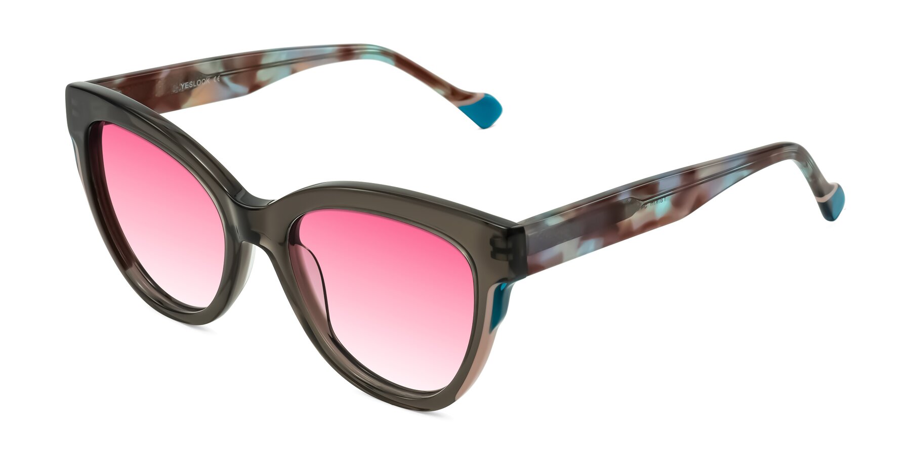 Angle of Yalkin in Gray/Tortoise with Pink Gradient Lenses