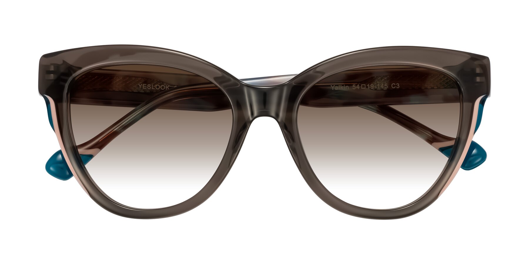 Folded Front of Yalkin in Gray/Tortoise with Brown Gradient Lenses