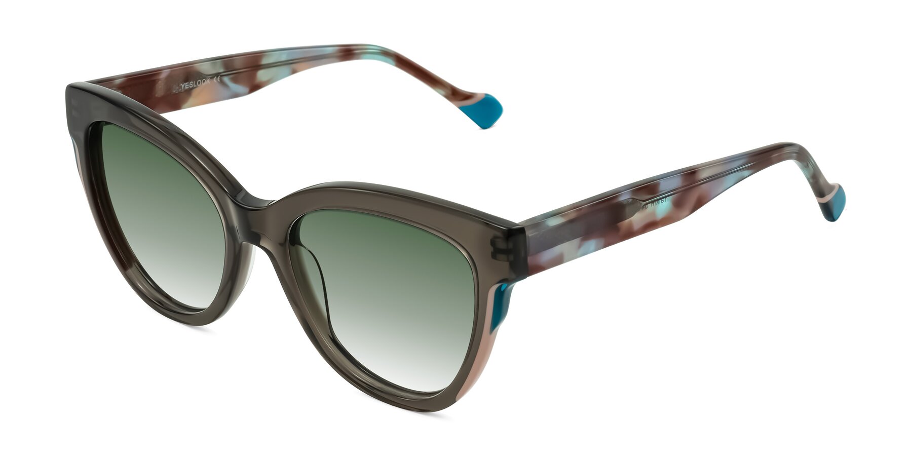 Angle of Yalkin in Gray/Tortoise with Green Gradient Lenses