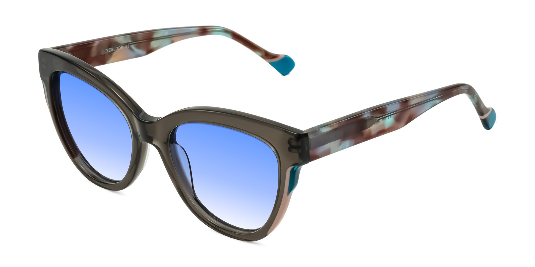 Angle of Yalkin in Gray/Tortoise with Blue Gradient Lenses