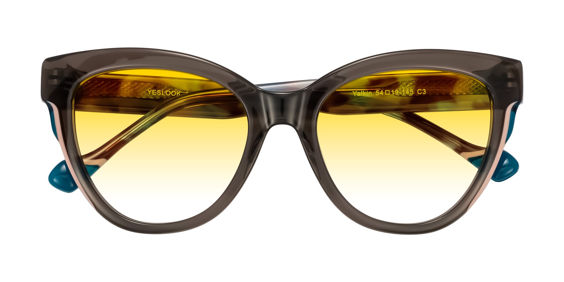 Folded Front of Yalkin in Gray/Tortoise with Yellow Gradient Lenses