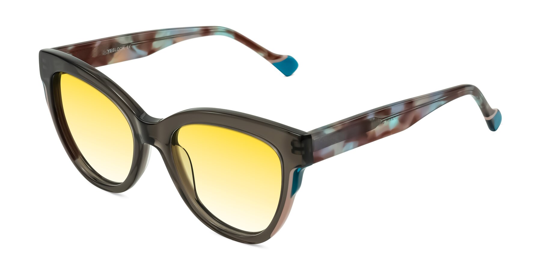 Angle of Yalkin in Gray/Tortoise with Yellow Gradient Lenses