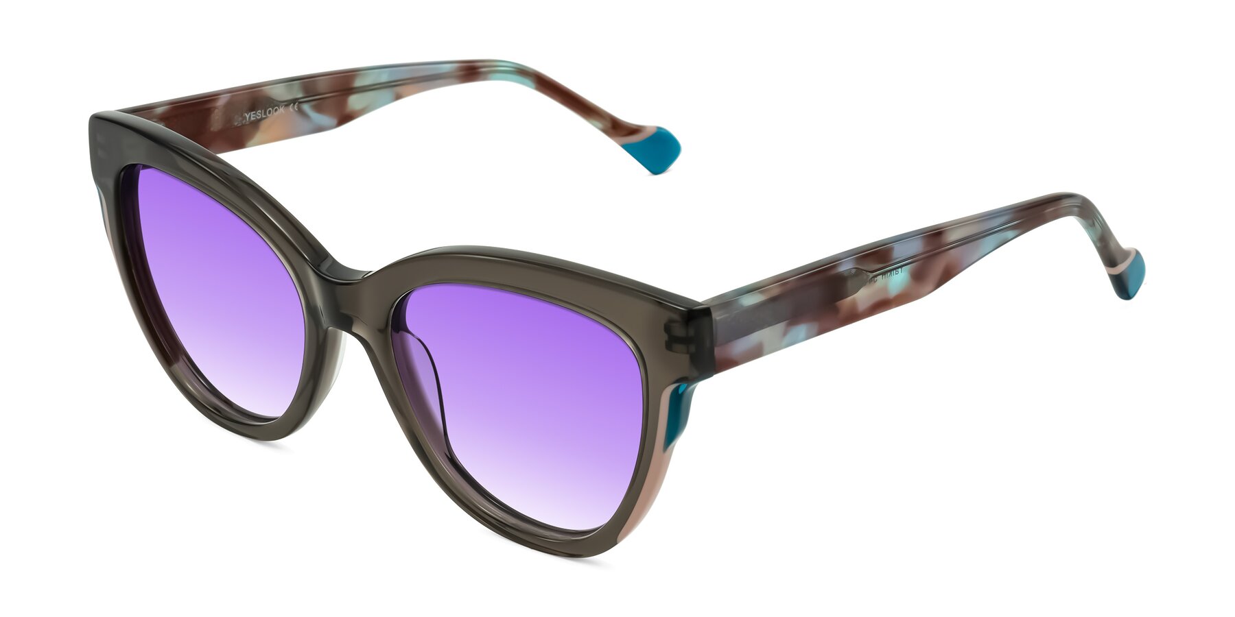 Angle of Yalkin in Gray/Tortoise with Purple Gradient Lenses