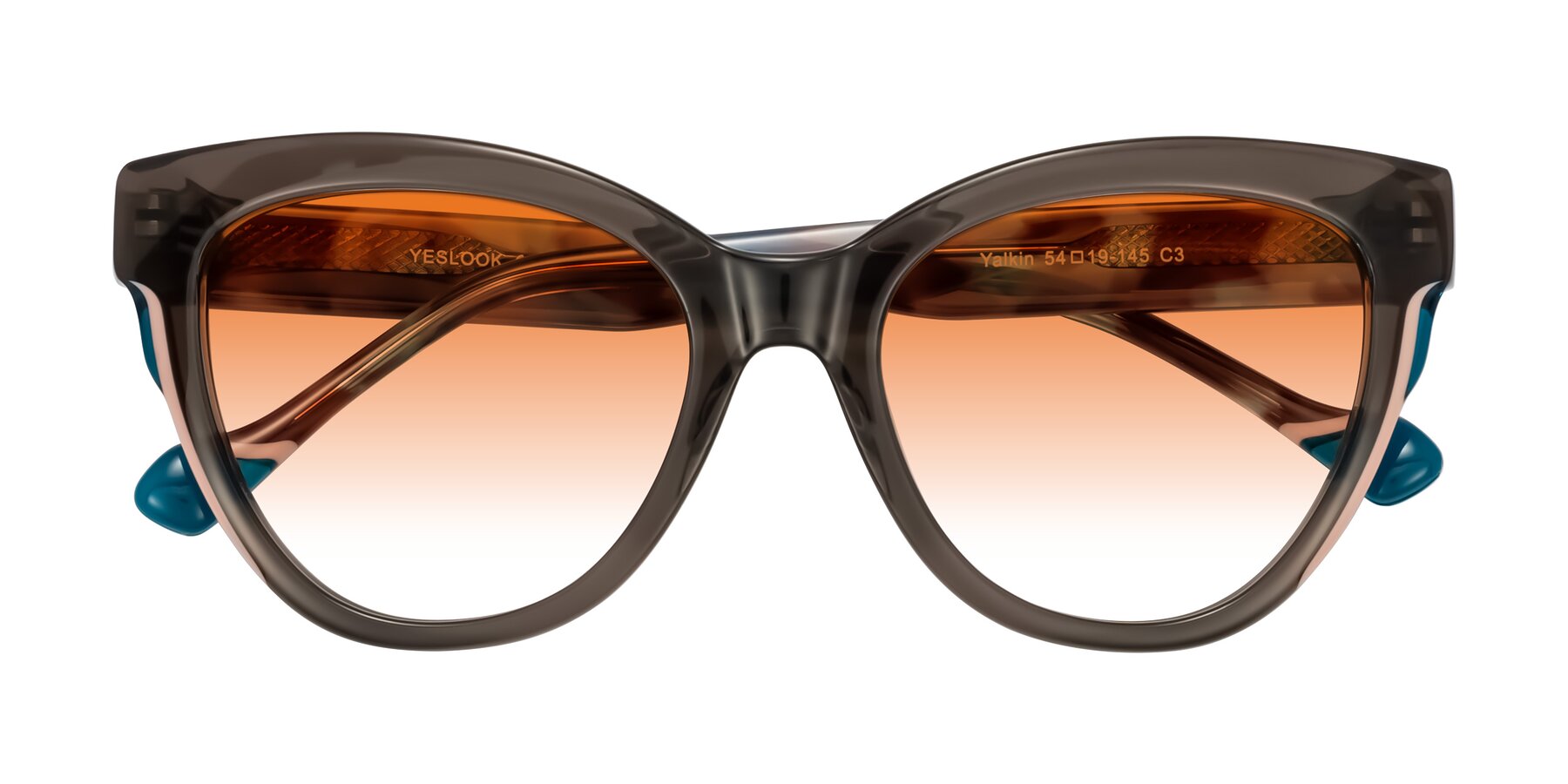 Folded Front of Yalkin in Gray/Tortoise with Orange Gradient Lenses