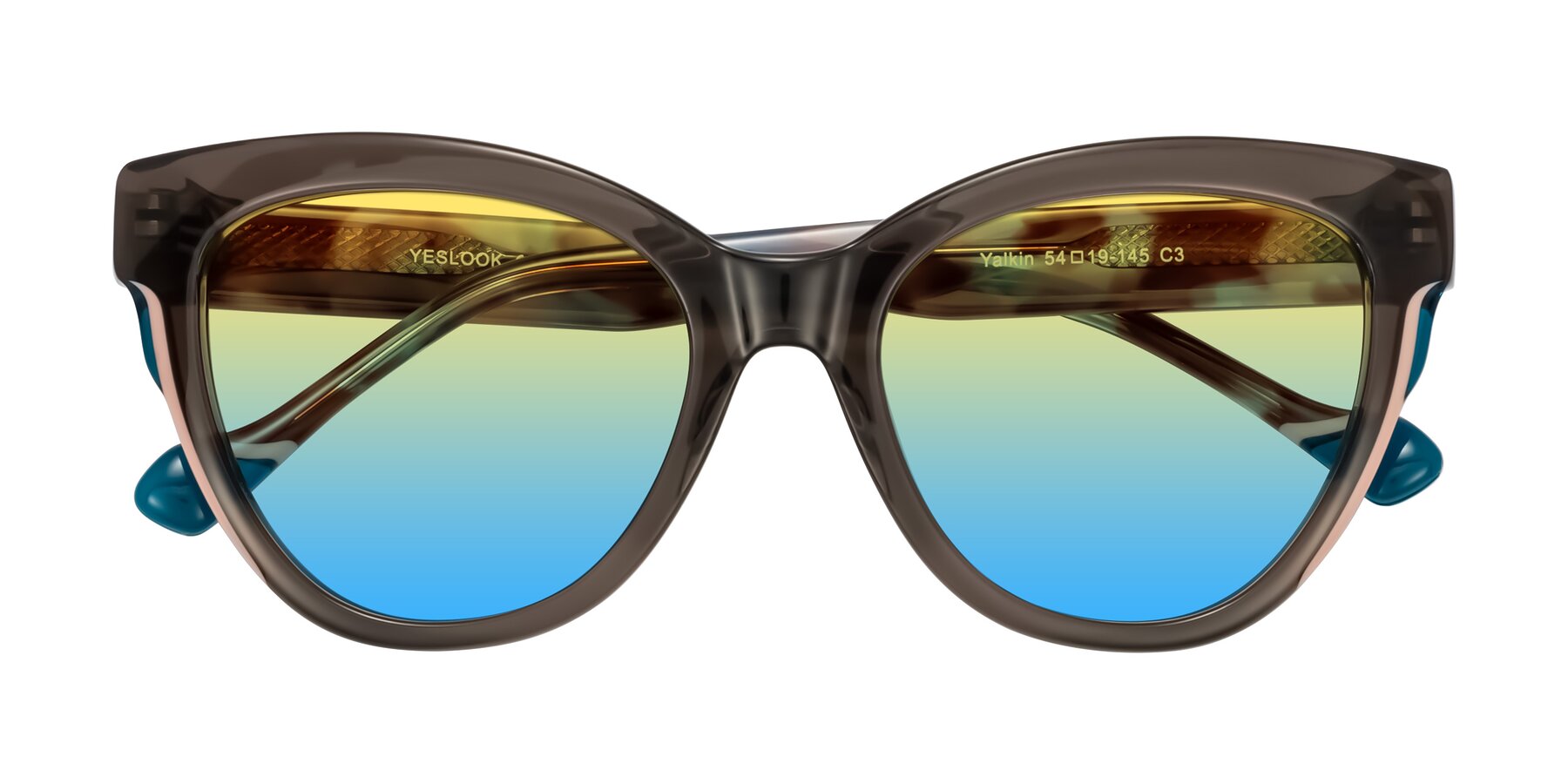 Folded Front of Yalkin in Gray/Tortoise with Yellow / Blue Gradient Lenses