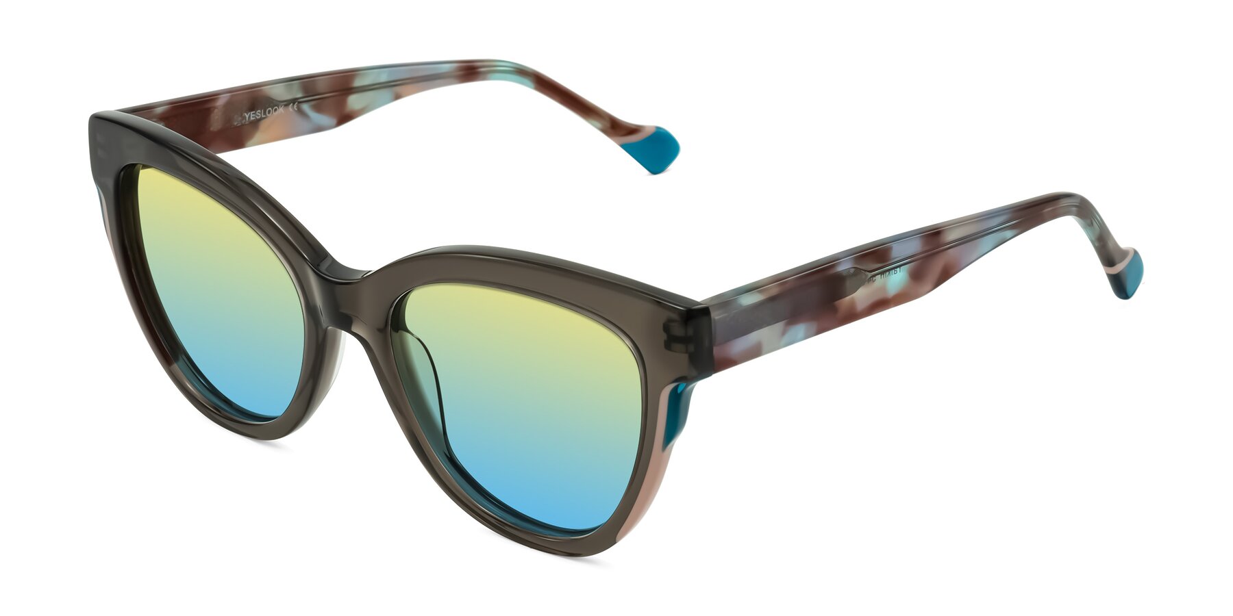 Angle of Yalkin in Gray/Tortoise with Yellow / Blue Gradient Lenses