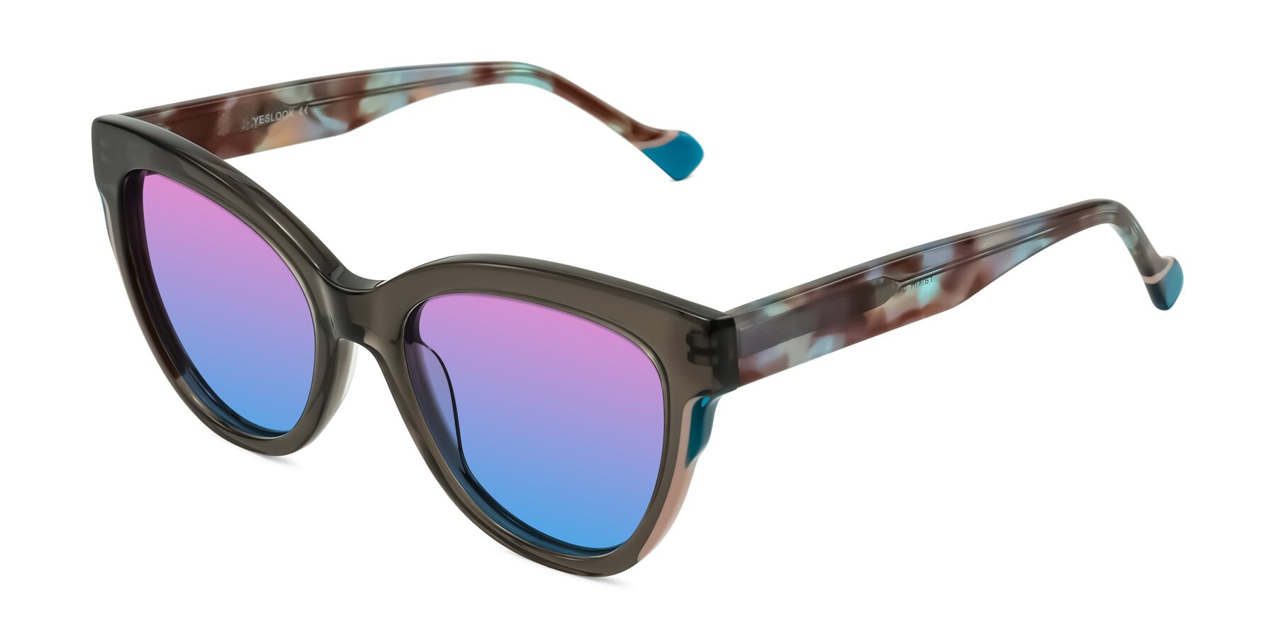 Angle of Yalkin in Gray/Tortoise with Pink / Blue Gradient Lenses