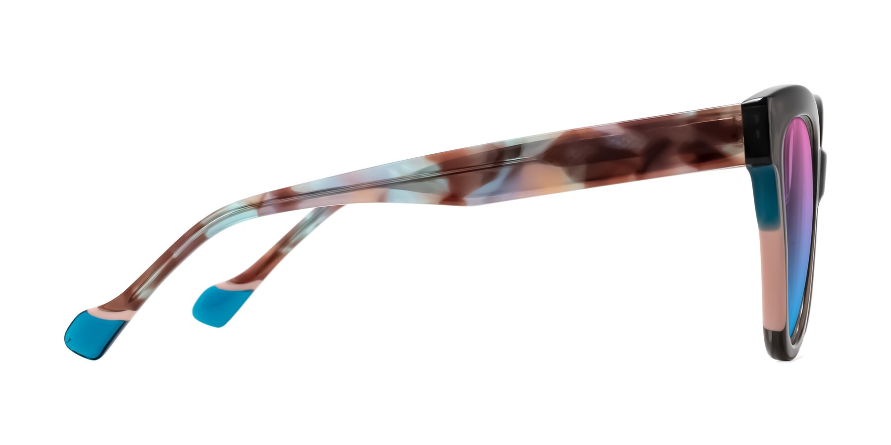 Side of Yalkin in Gray/Tortoise with Pink / Blue Gradient Lenses