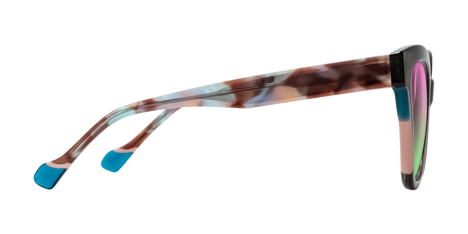 Side of Yalkin in Gray/Tortoise with Pink / Green Gradient Lenses