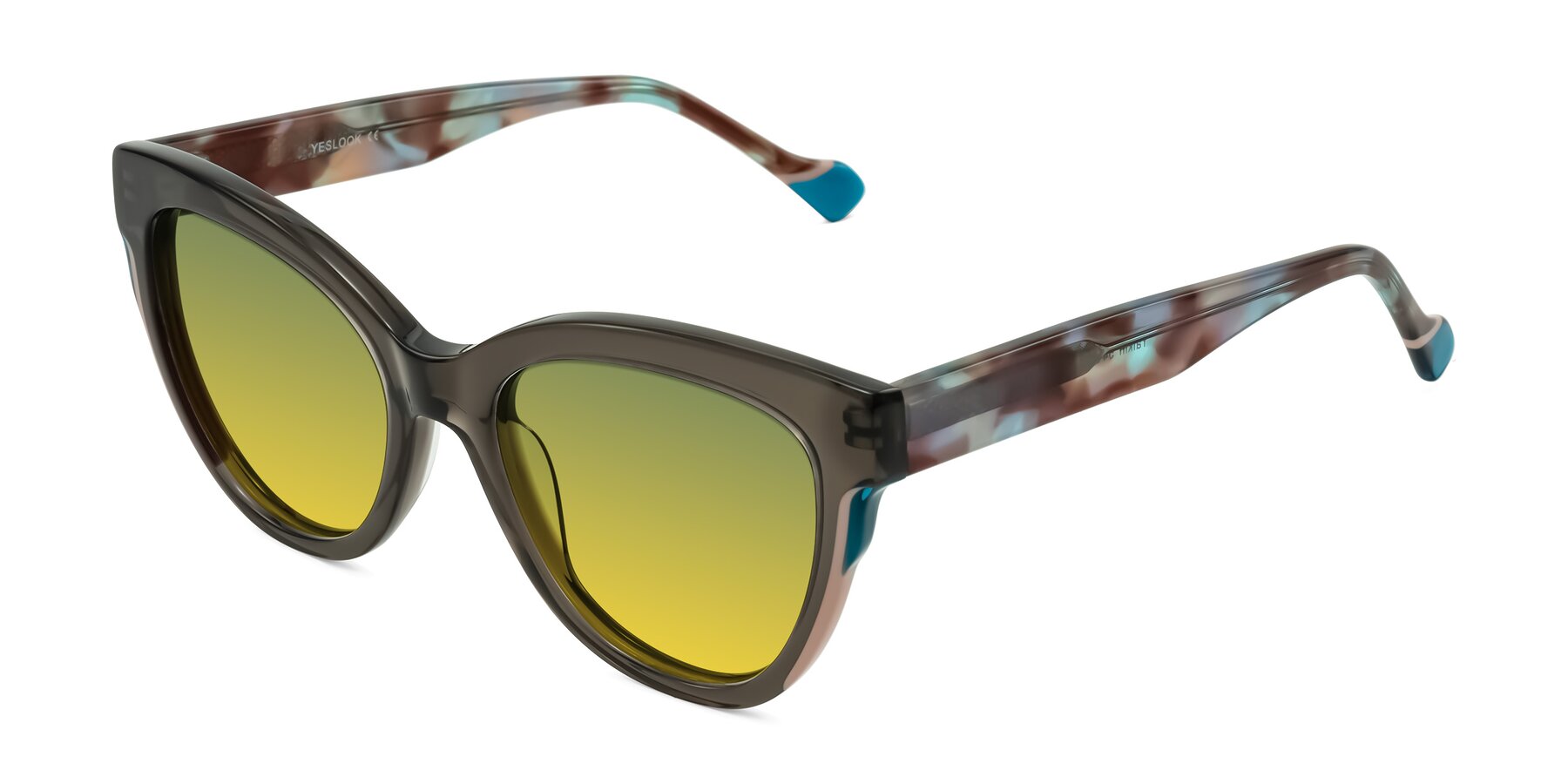 Angle of Yalkin in Gray/Tortoise with Green / Yellow Gradient Lenses