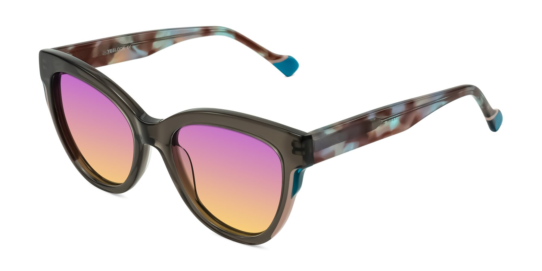 Angle of Yalkin in Gray/Tortoise with Purple / Yellow Gradient Lenses