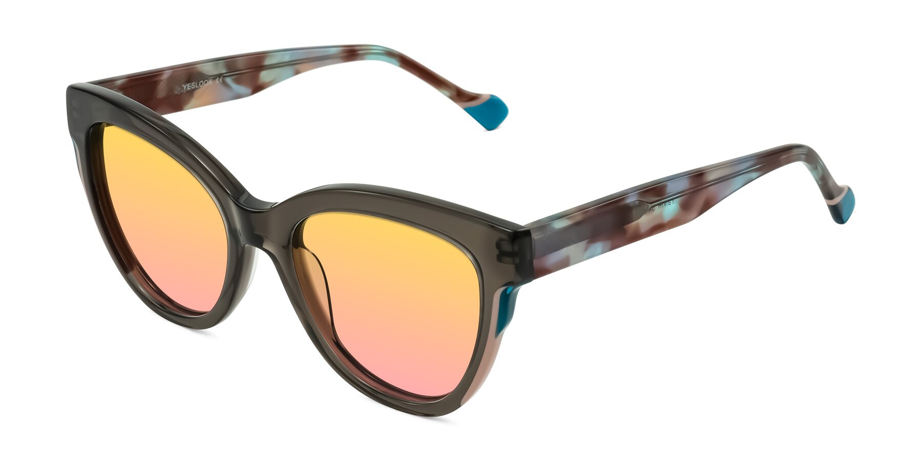 Angle of Yalkin in Gray/Tortoise with Yellow / Pink Gradient Lenses