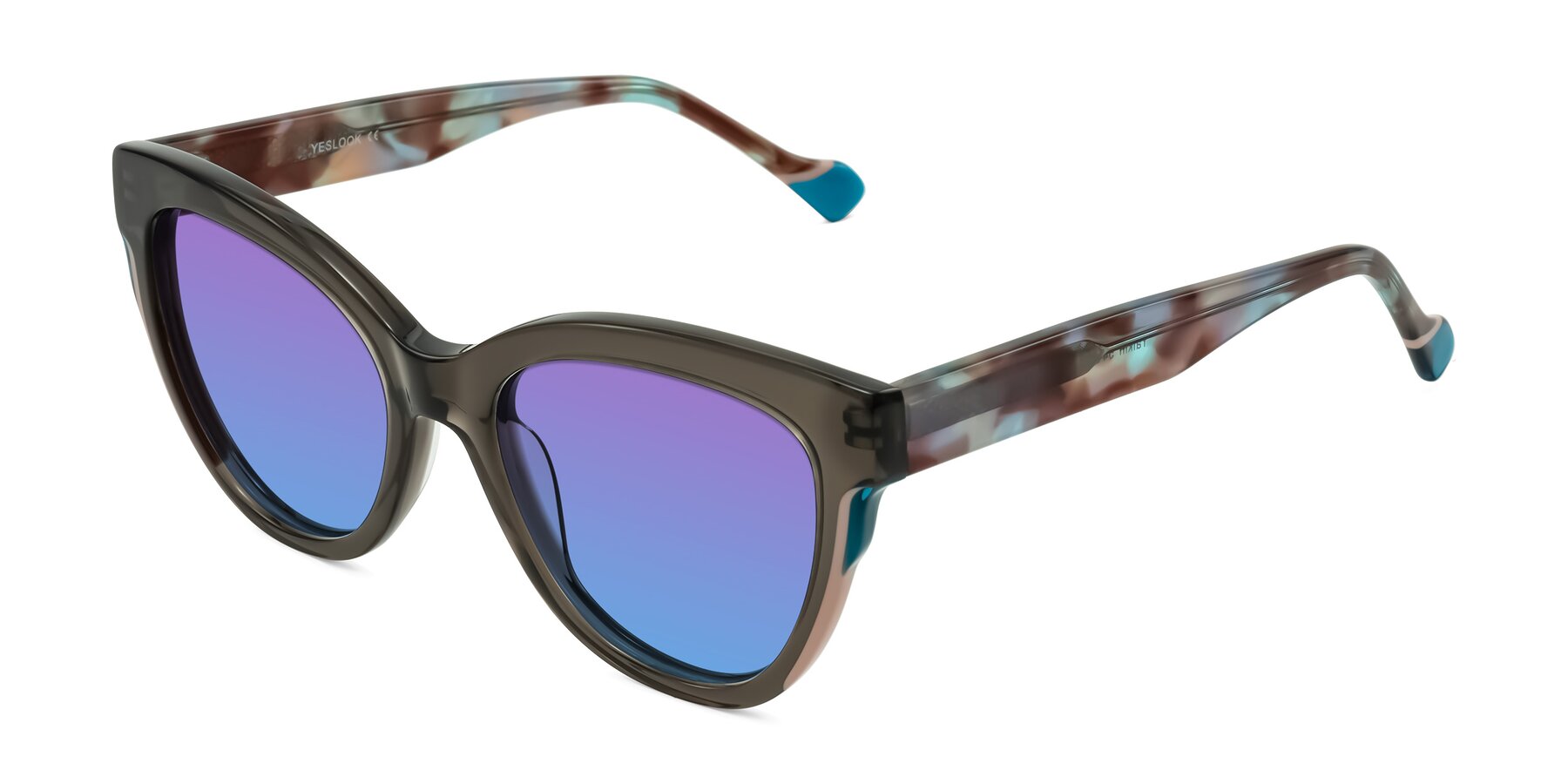 Angle of Yalkin in Gray/Tortoise with Purple / Blue Gradient Lenses