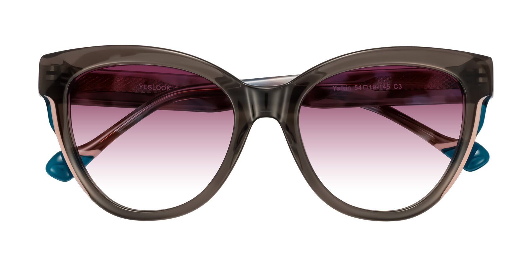 Folded Front of Yalkin in Gray/Tortoise with Wine Gradient Lenses