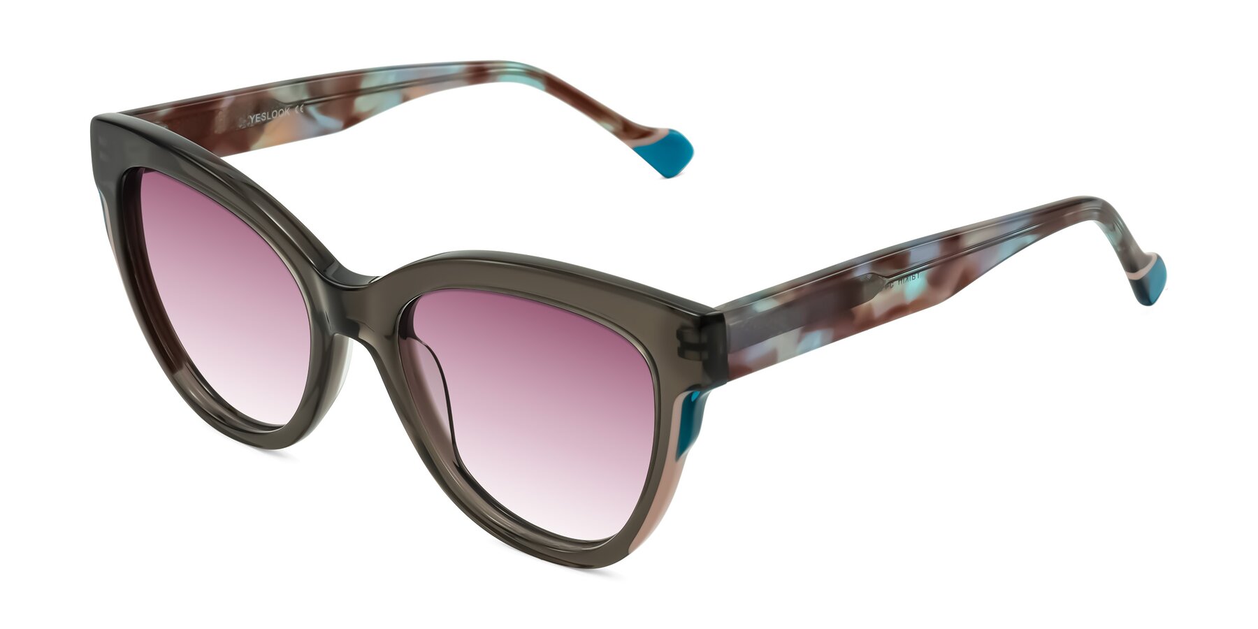 Angle of Yalkin in Gray/Tortoise with Wine Gradient Lenses