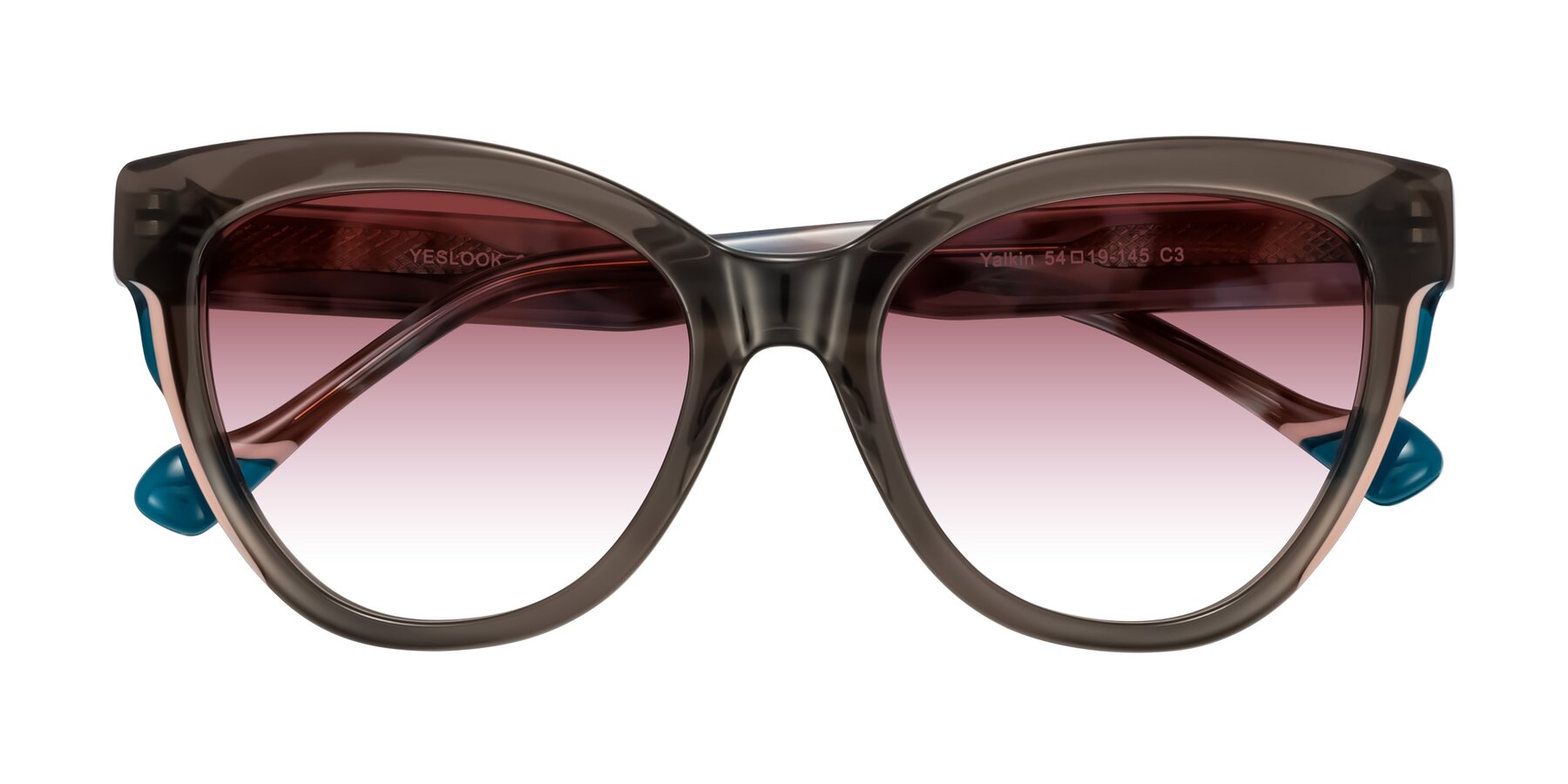 Folded Front of Yalkin in Gray/Tortoise with Garnet Gradient Lenses