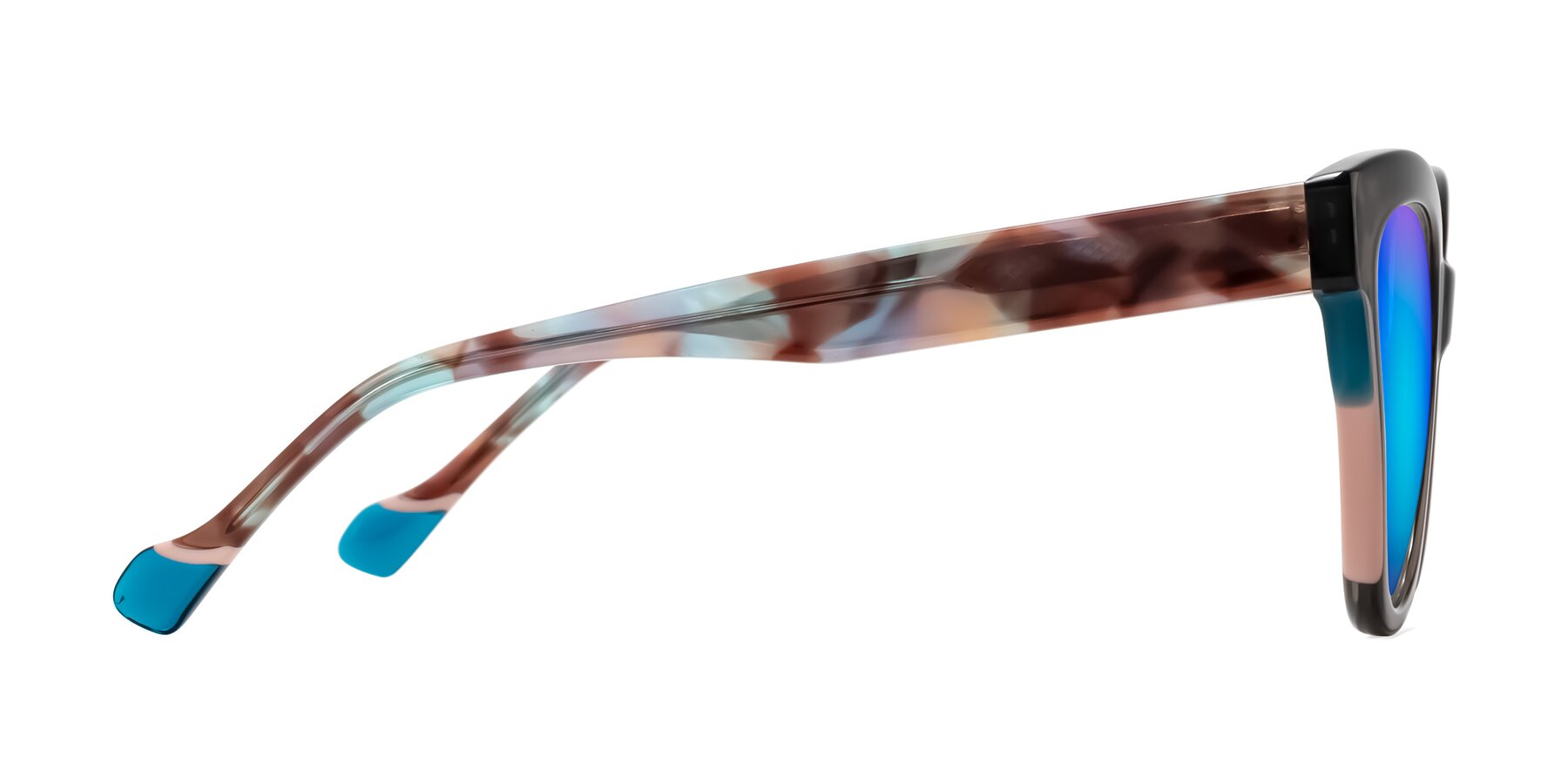 Side of Yalkin in Gray/Tortoise with Blue Mirrored Lenses