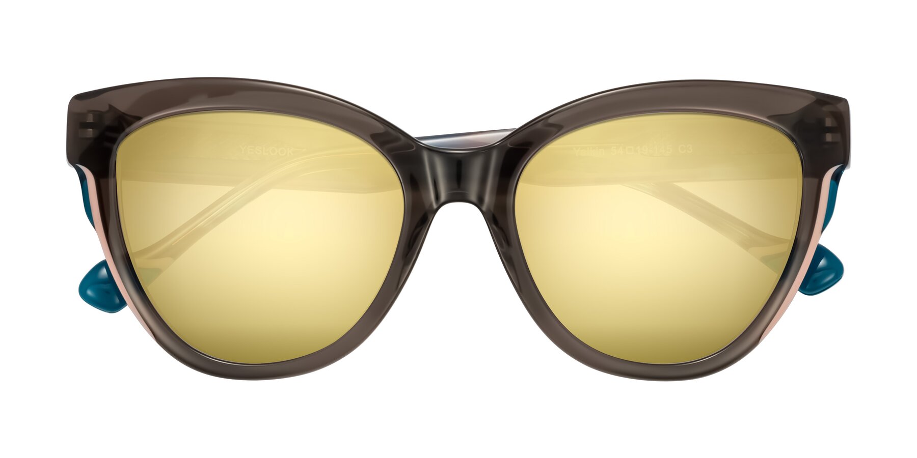 Folded Front of Yalkin in Gray/Tortoise with Gold Mirrored Lenses