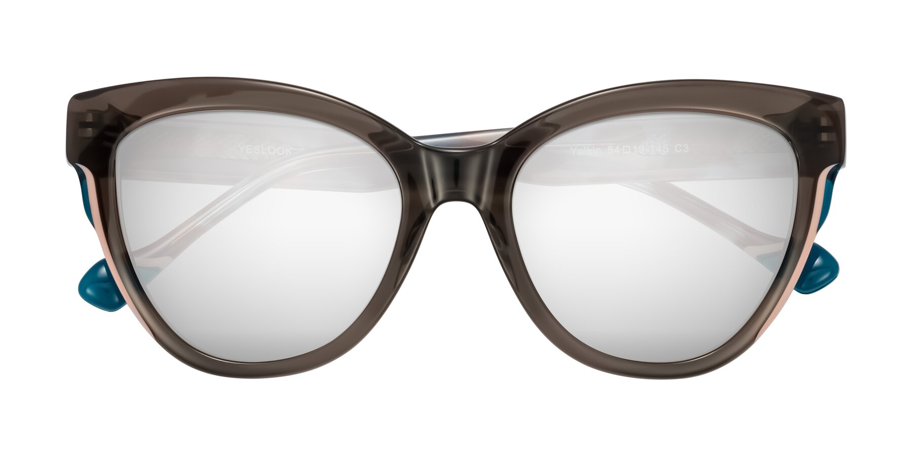 Folded Front of Yalkin in Gray/Tortoise with Silver Mirrored Lenses