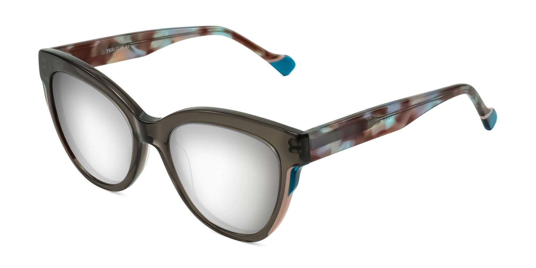 Angle of Yalkin in Gray/Tortoise with Silver Mirrored Lenses