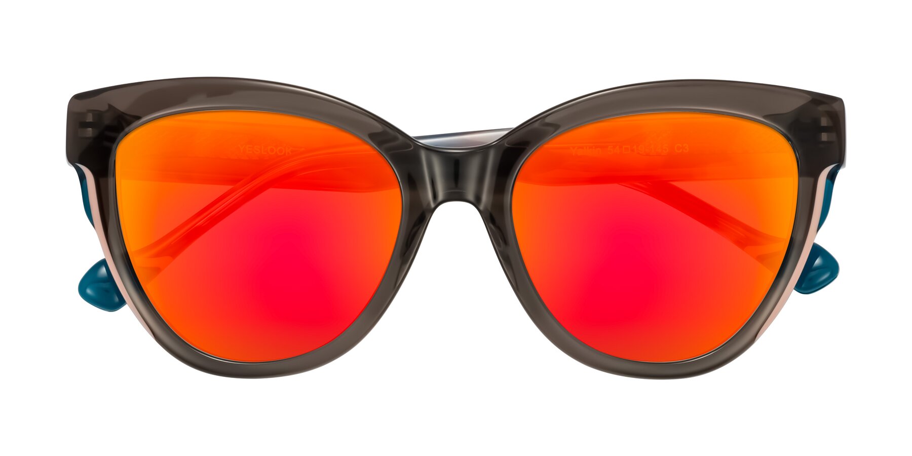 Folded Front of Yalkin in Gray/Tortoise with Red Gold Mirrored Lenses