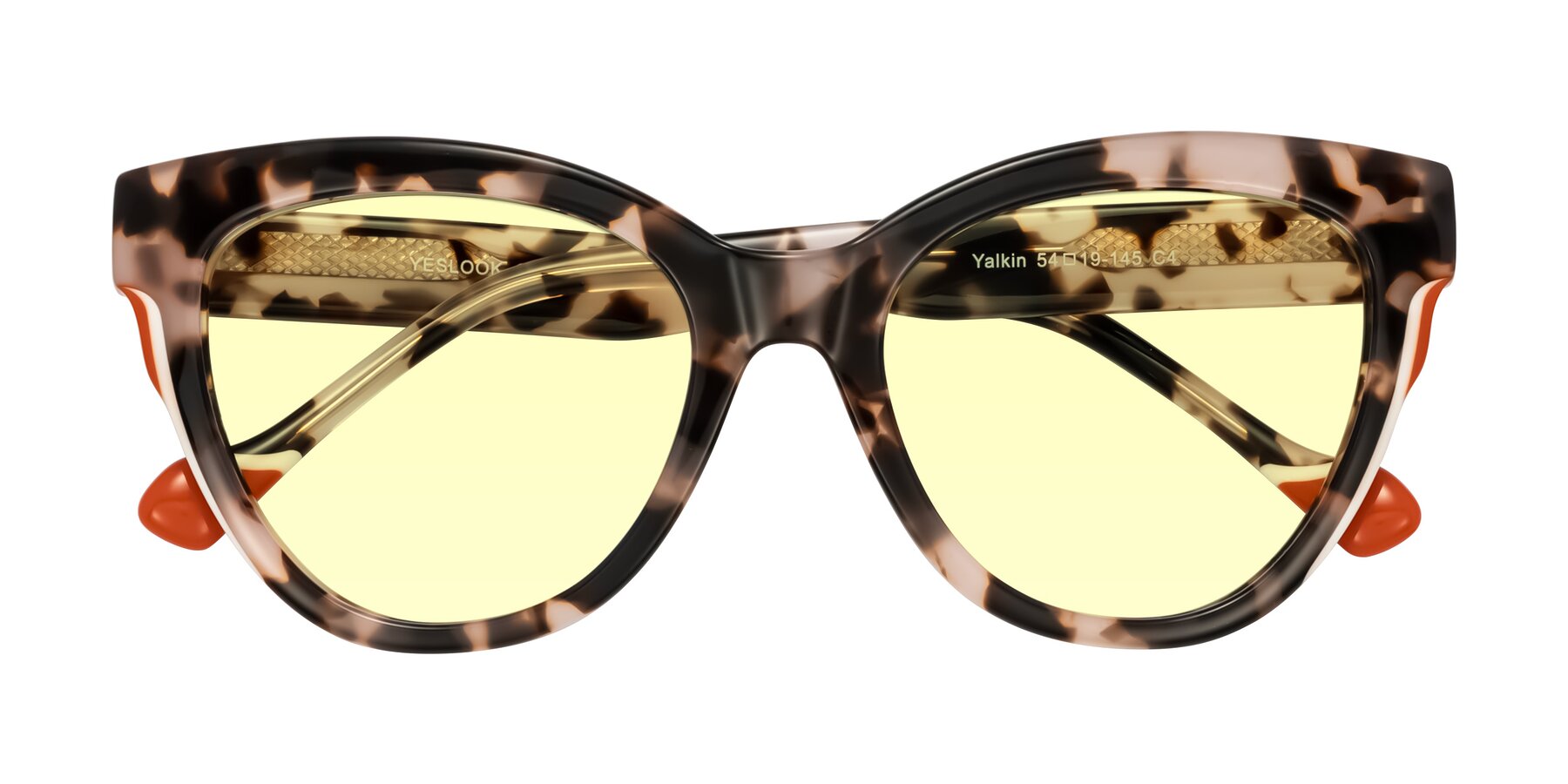 Folded Front of Yalkin in Ivory Tortoise with Light Yellow Tinted Lenses