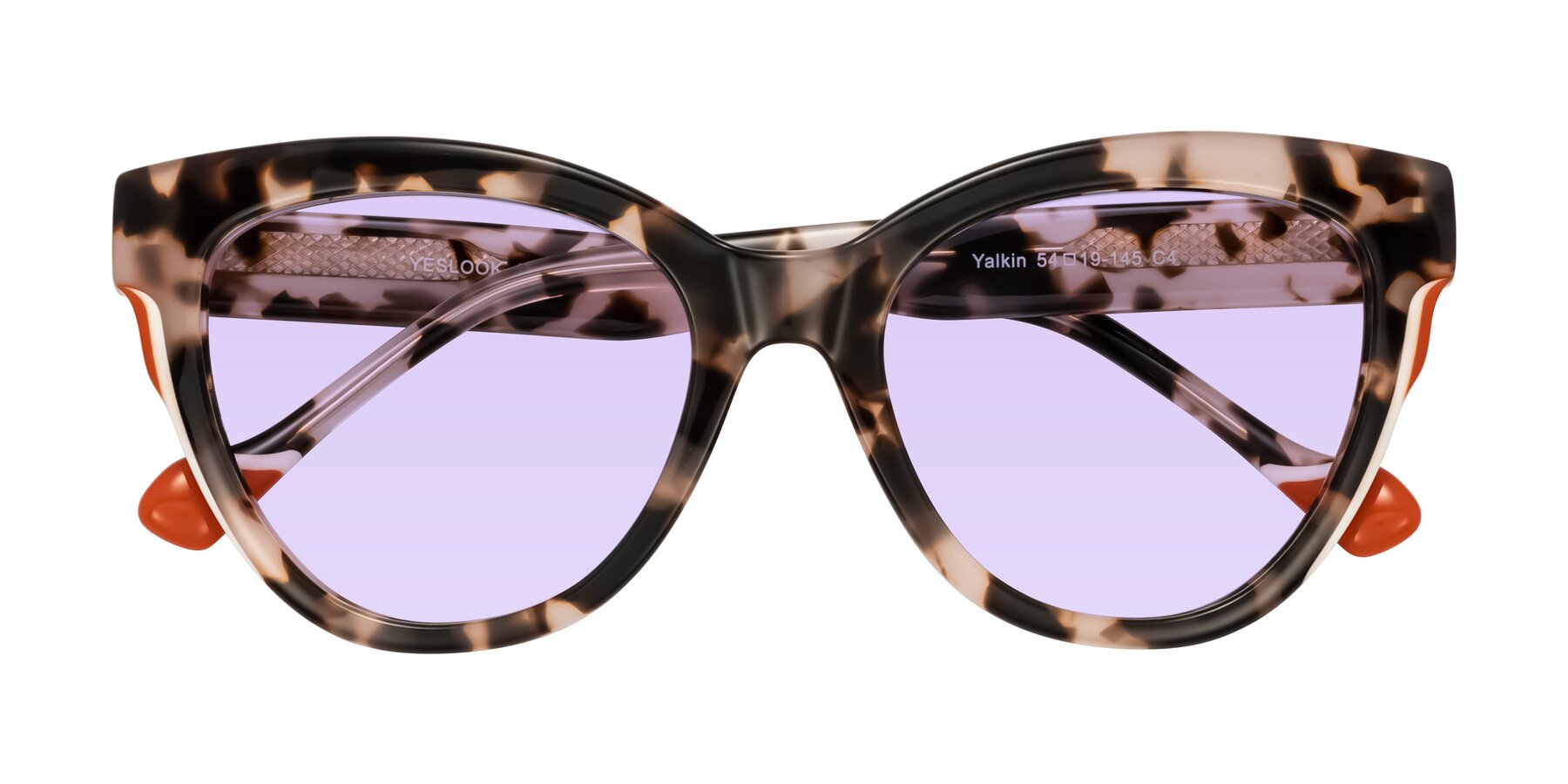 Folded Front of Yalkin in Ivory Tortoise with Light Purple Tinted Lenses