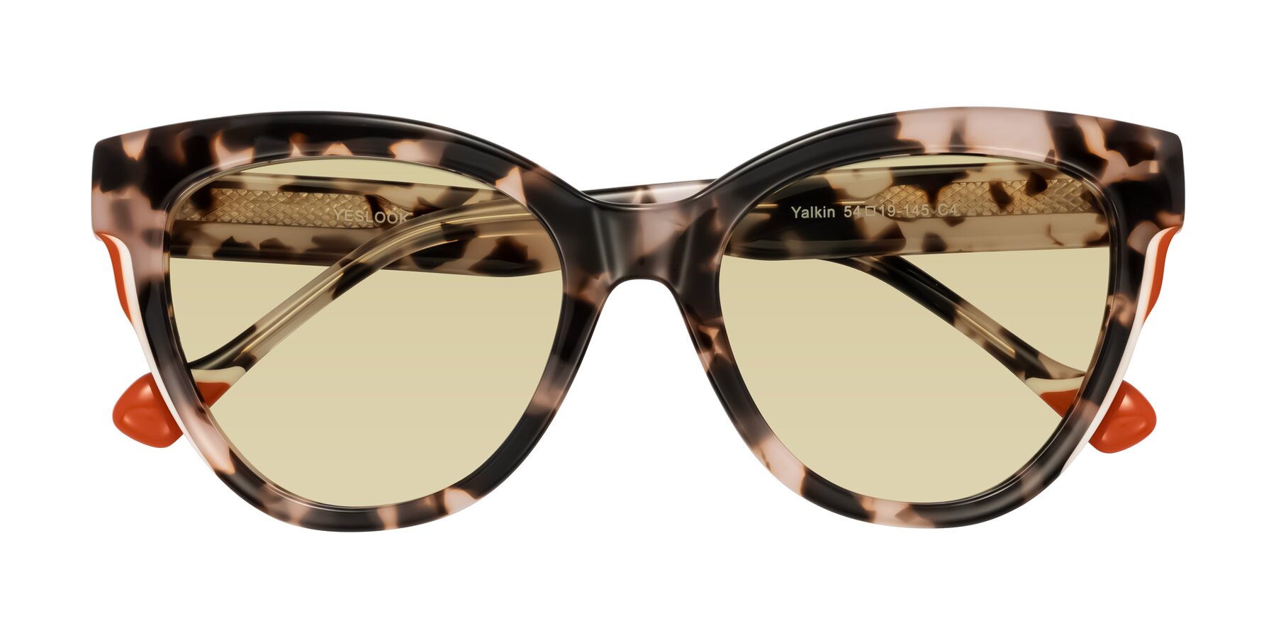 Folded Front of Yalkin in Ivory Tortoise with Light Champagne Tinted Lenses