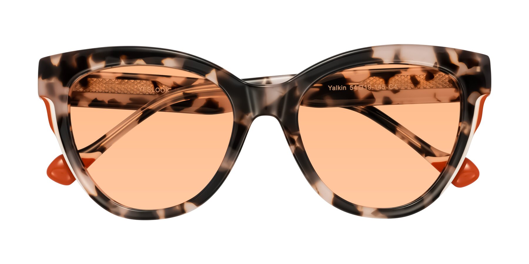Folded Front of Yalkin in Ivory Tortoise with Light Orange Tinted Lenses