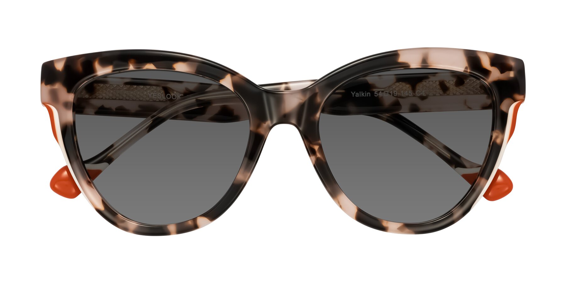 Folded Front of Yalkin in Ivory Tortoise with Medium Gray Tinted Lenses