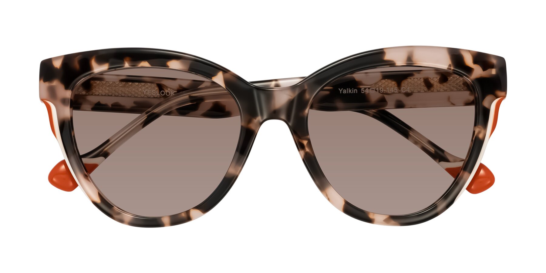 Folded Front of Yalkin in Ivory Tortoise with Medium Brown Tinted Lenses