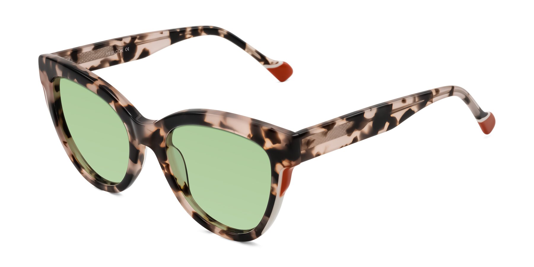 Angle of Yalkin in Ivory Tortoise with Medium Green Tinted Lenses